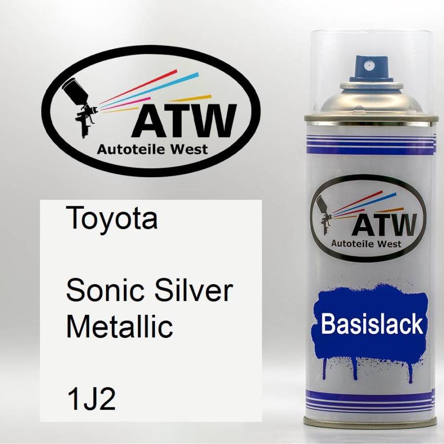 Toyota, Sonic Silver Metallic, 1J2: 400ml Sprühdose, von ATW Autoteile West.